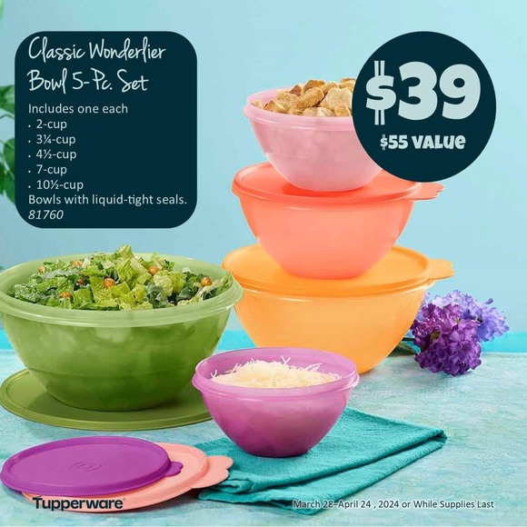NWT Tupperware 5 pc Wonderlier set - Picture 2 of 4